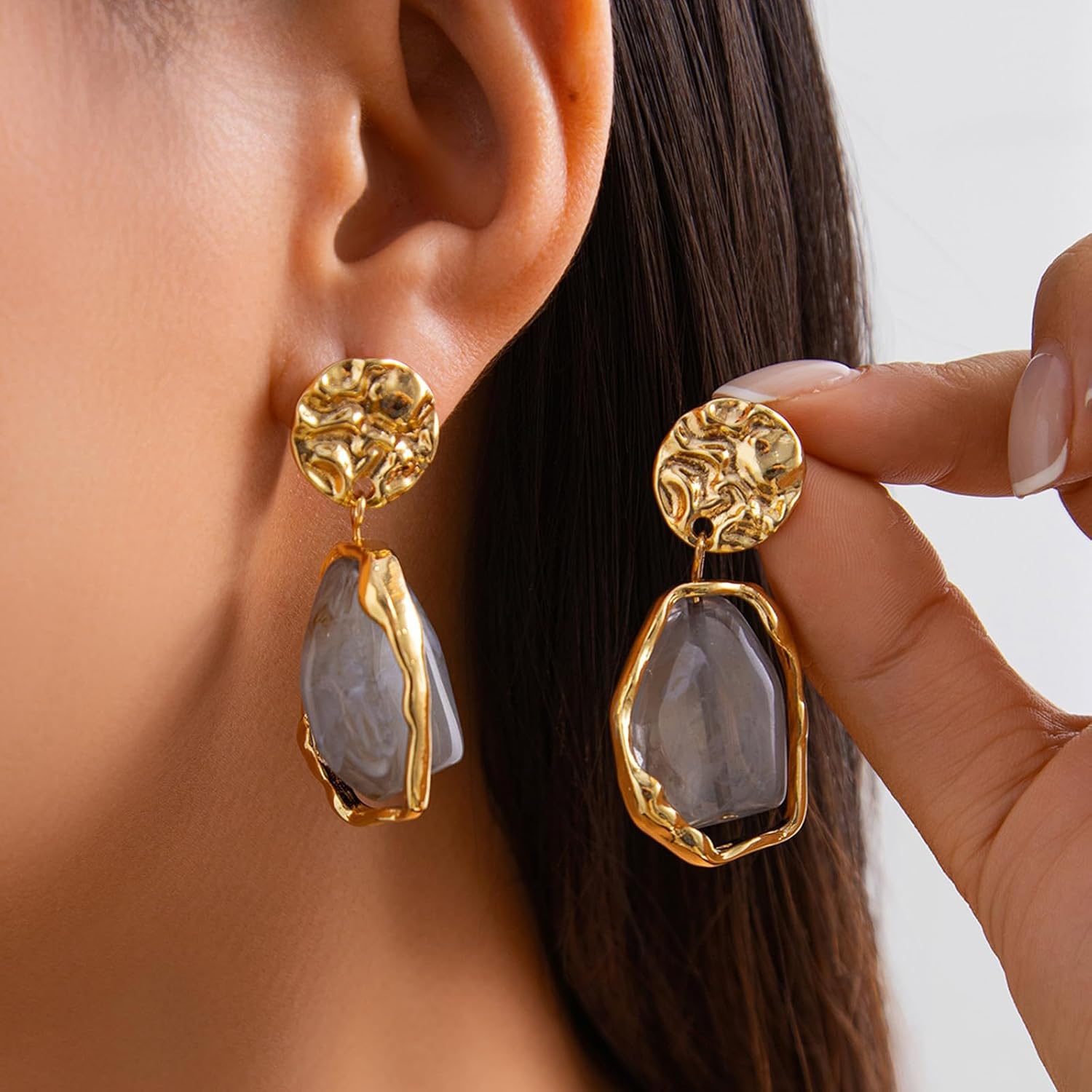 Gold Statement Earrings Vintage Brown Earrings Crystal Dangle Earrings for Women Vintage Jewellery Gold Jewelry Outfits Accessories - Image 2