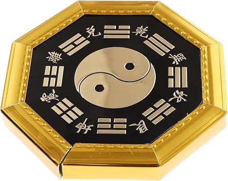 Happyyami Traditional Chinese Bagua Pendant Decor Alloy Yin Feng Shui Mirror for Home for Living Room Bedroom Office Ambiance