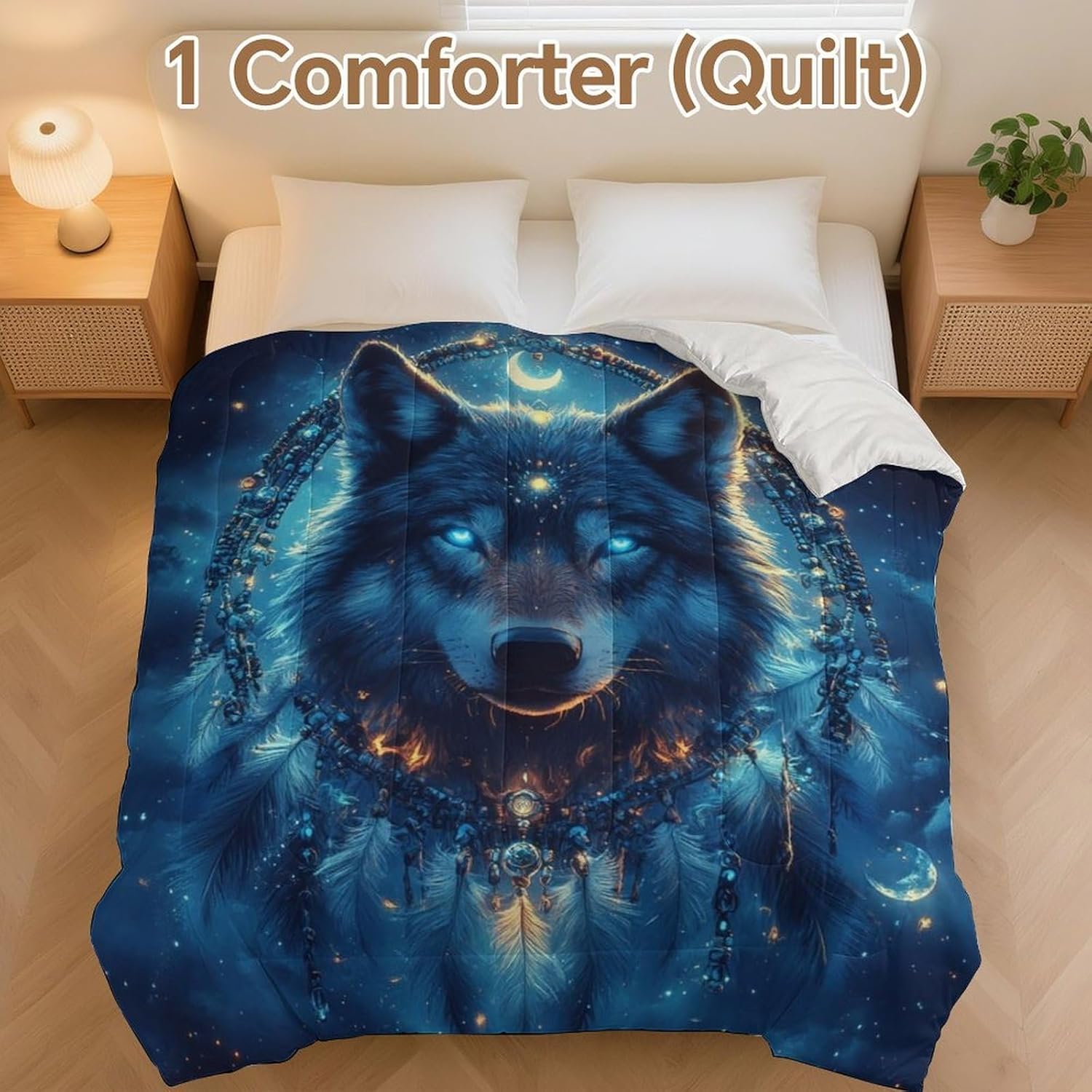 Celestial Wolf Dream Comforter Bedding Heavy Bed Blanket Soft Warm Fluffy All Seasons Only Quilt 155x220cm