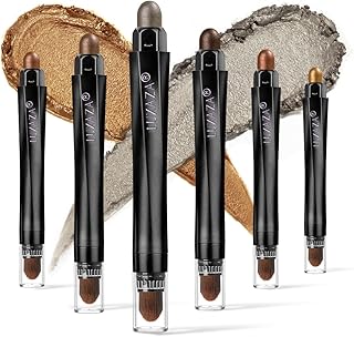 6PCS Eyeshadow Stick Makeup Sets, Brown and Grey Eyeshadow Pen,Metallic And Matte Shimmer Eye Shadow Pencil Crayon, B08-Brown Sugar