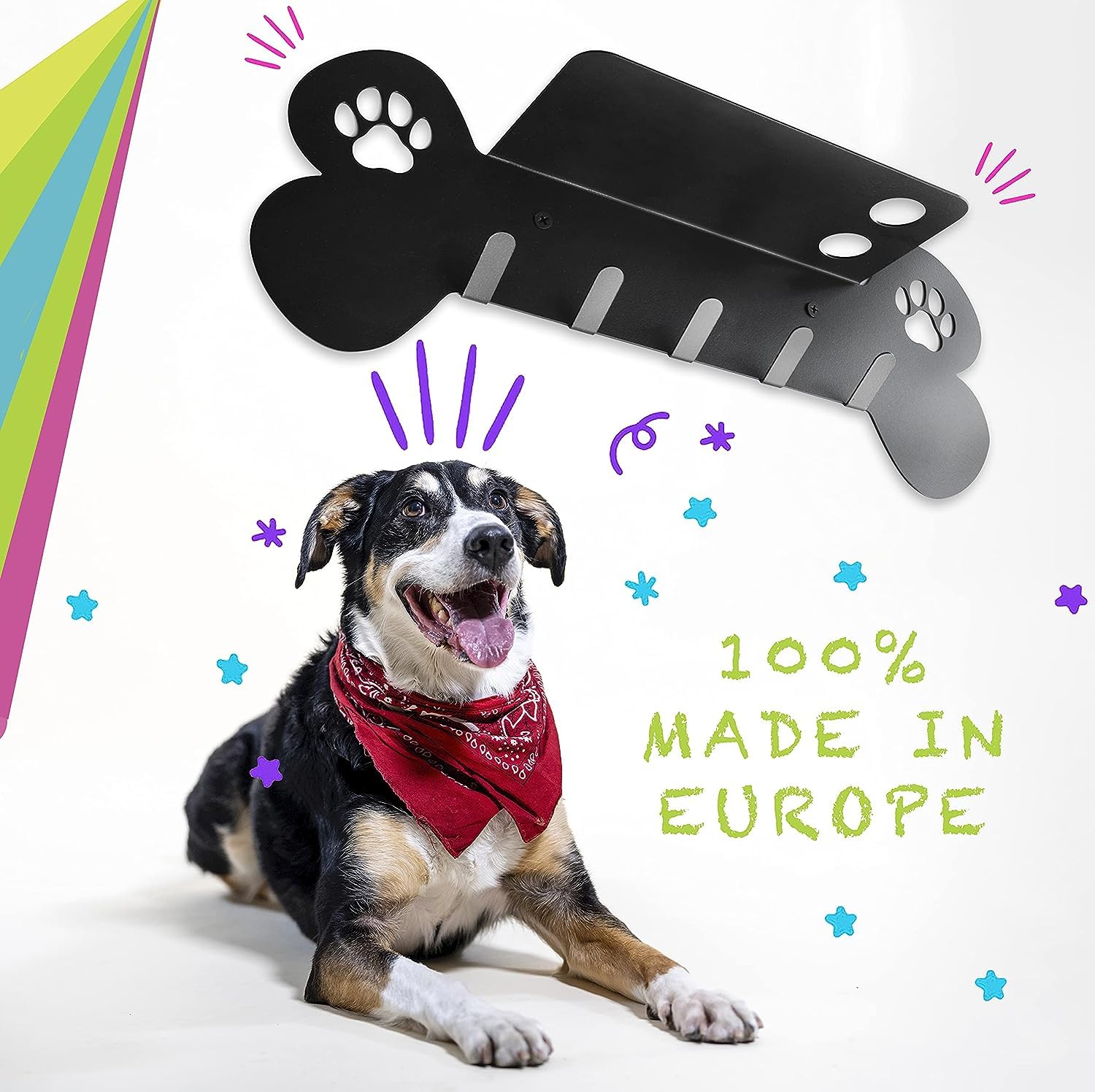 Appendiabiti Da Parete Per Cane Con Mensola - Acciaio Resistente - Foto 3