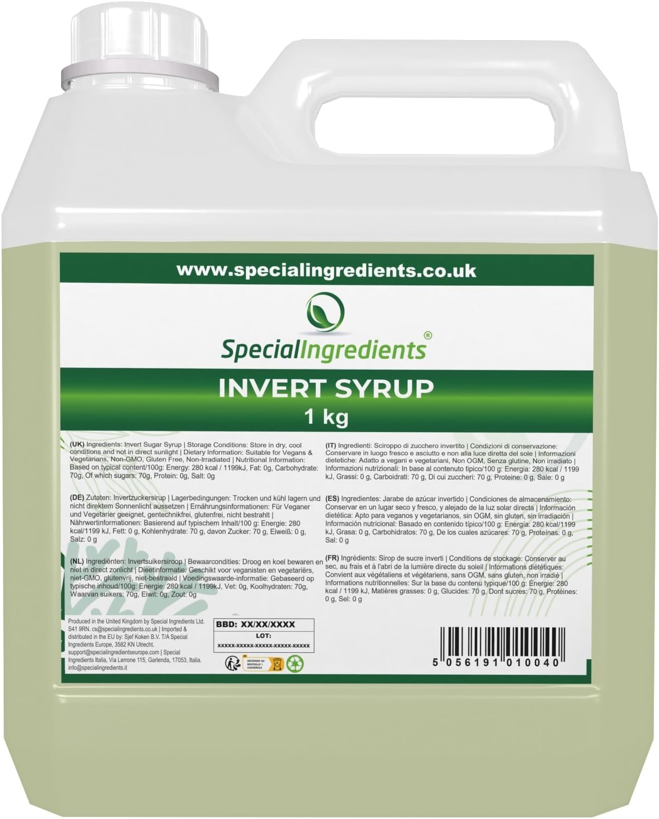 Invert Syrup (Inverted Sugar Syrup) 1kg Premium Quality Non-GMO, Gluten Free – Recyclable Container