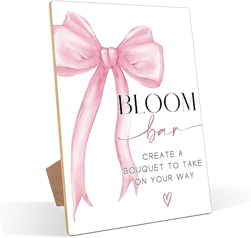 Miniatura 17 de Letrero con temática de lazo rosa Please Take One, decoraciones de despedida de soltera rosa, letreros de boda para recepción, decoración de mesa