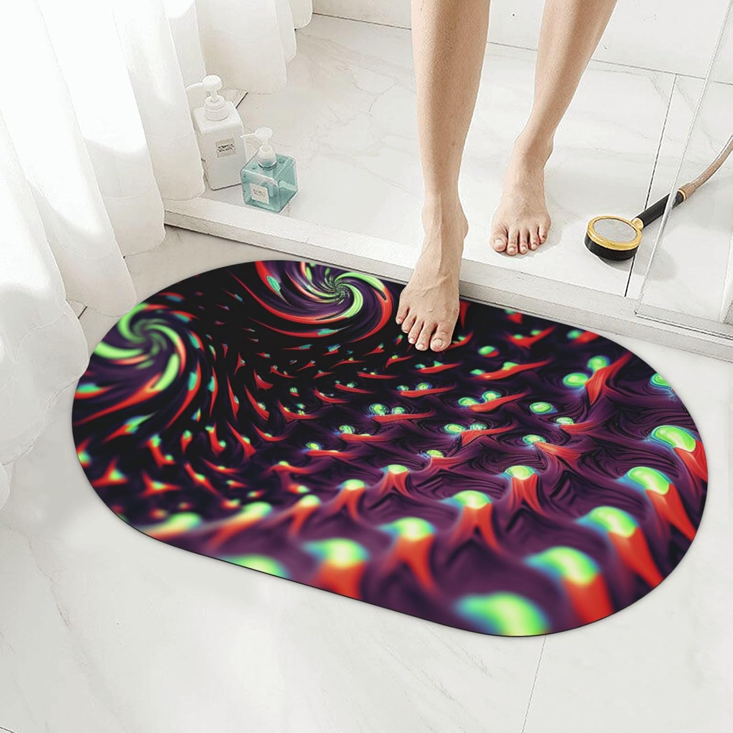 Stone Bath Mats Fantasy Sci-Fi Dizziness Diatomaceous Earth Bath Mat Super Absorbent Bathroom Floor Mat Quick Drying Diatomite Shower Mat for Shower Bathtub Bathroom Accessory 19.7x31.5in