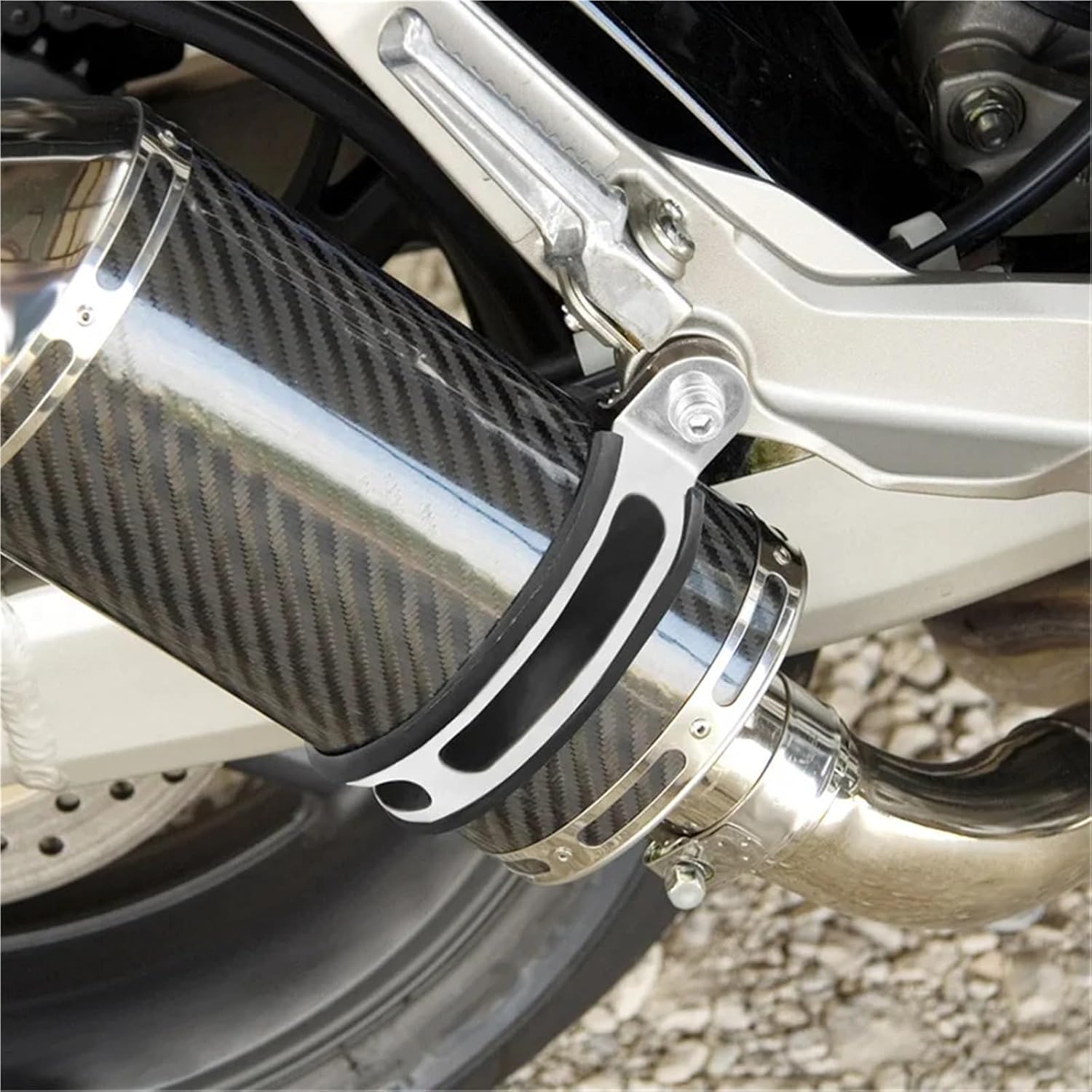 exhaust hangers 2pcs Motorcycle Exhaust Muffler Clamp Pip Supporting Bracket Fixed Ring Hanger Band Fixture 60 88mm Support(88mm)