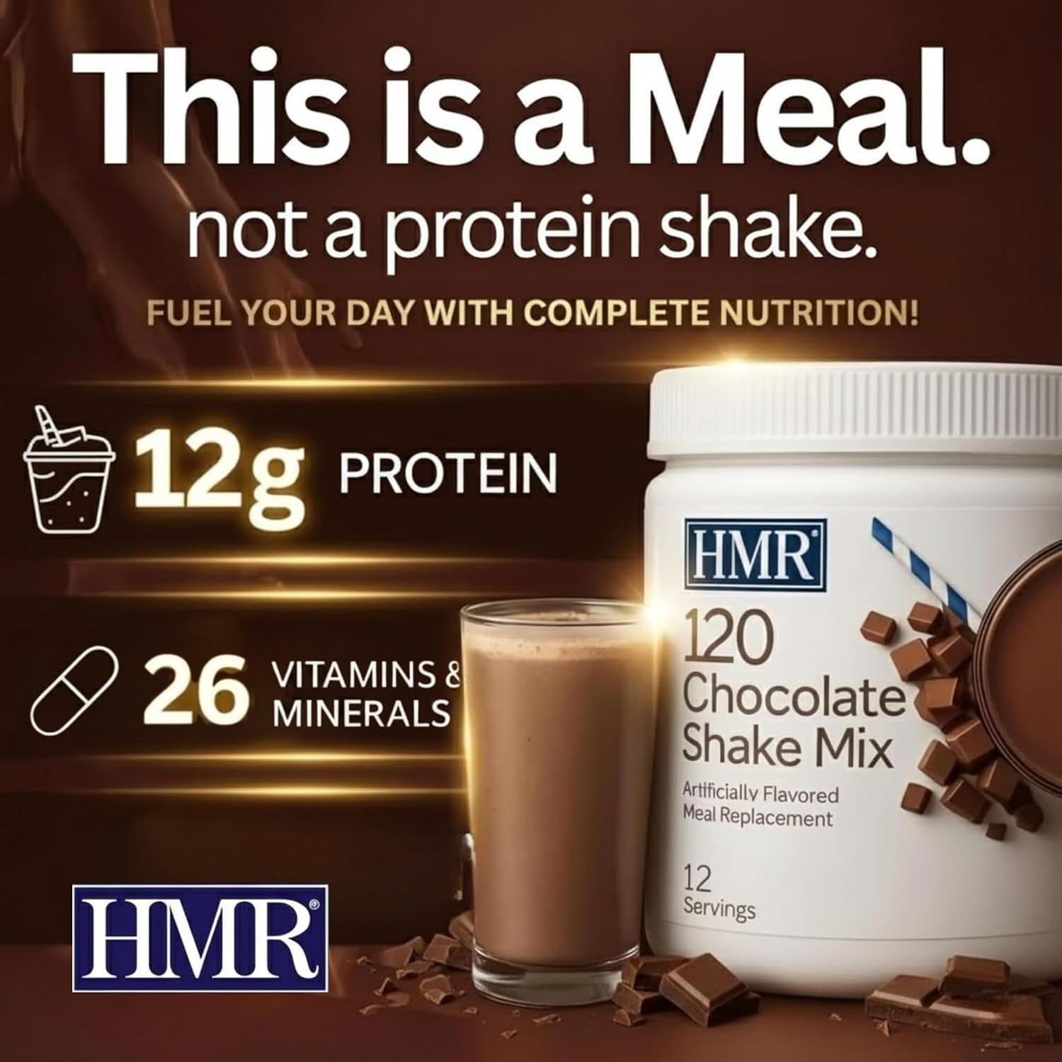 HMR 120 Chocolate Meal Replacement Shake Powder, 2 Pack image 4