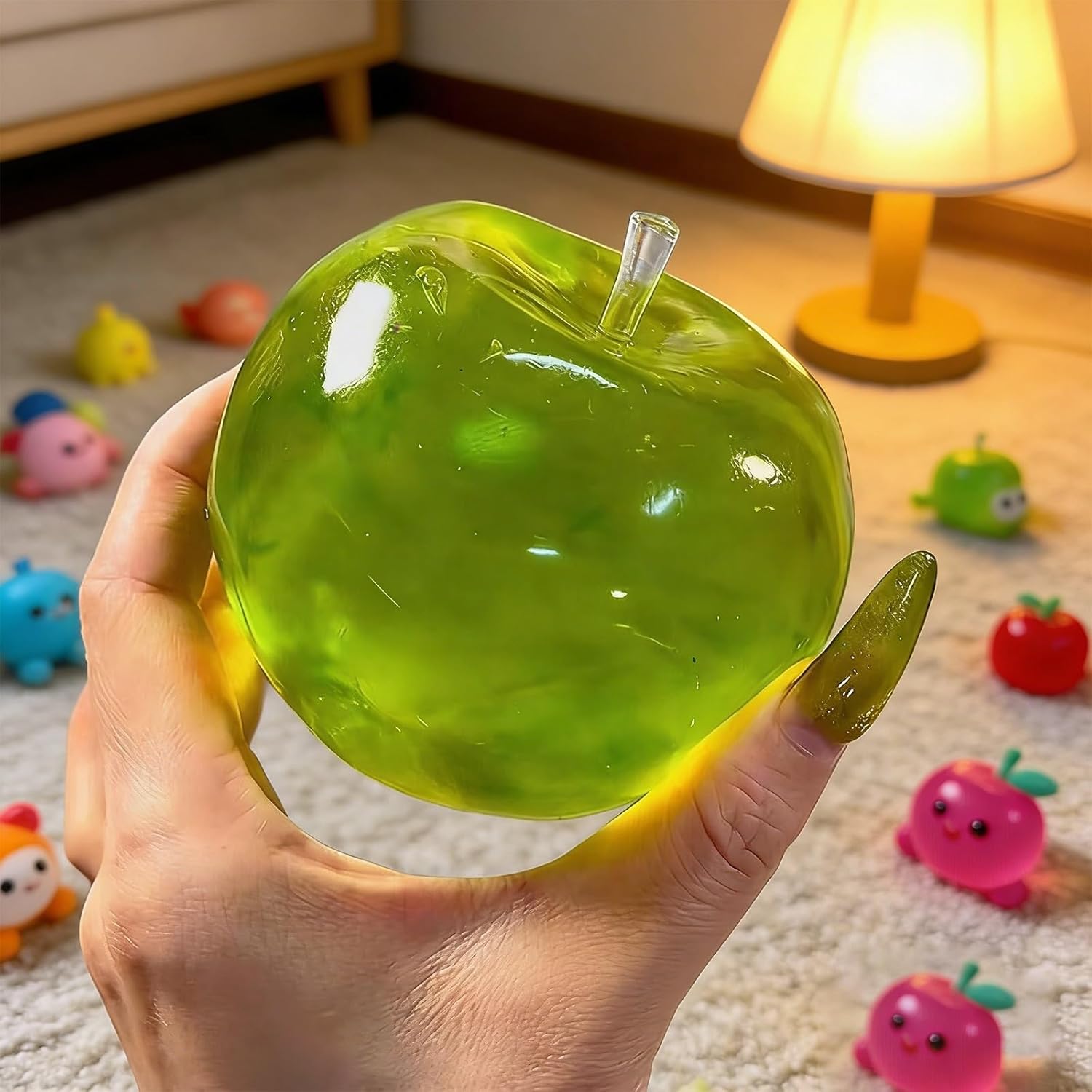 Squishy Apple Slow Rising Fruit Squishies, Realistic Squeeze Luck Green Apples Rebounding Stress Ball Soft Anxiety Relief Fidget Toy for Adults Cute Desk Decor & Party Favors(Green 1pc)
