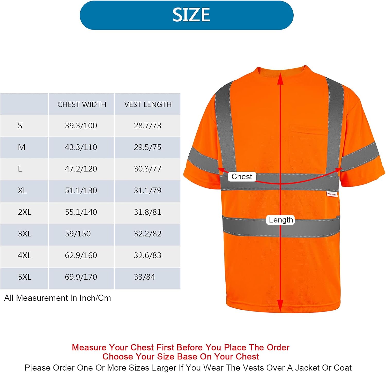 Pomerol High-Visibility Reflective Safety Shirt 3 Packs Breathable Orange Unisex Short Sleeve Safety T-Shirt with Hi-Vis Strip Front Packet for Work Cycling Runner Volunteer Guard Construction… : Tools & Home Improvement