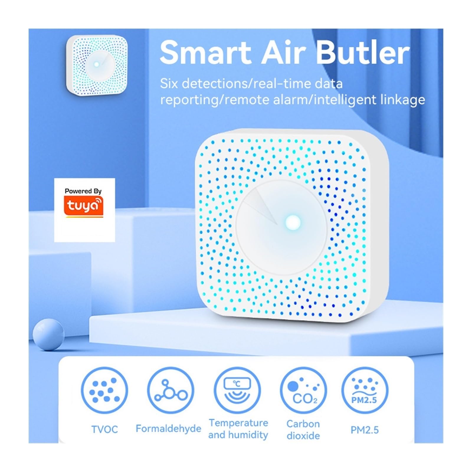 Detektor gazu Inteligentny czujnik wycieku gazu Tuya WiFi Smart Air Box Alarm monitorujący jakość powietrza CO2 VOC HCHO PM2.5 do pracy i domu
