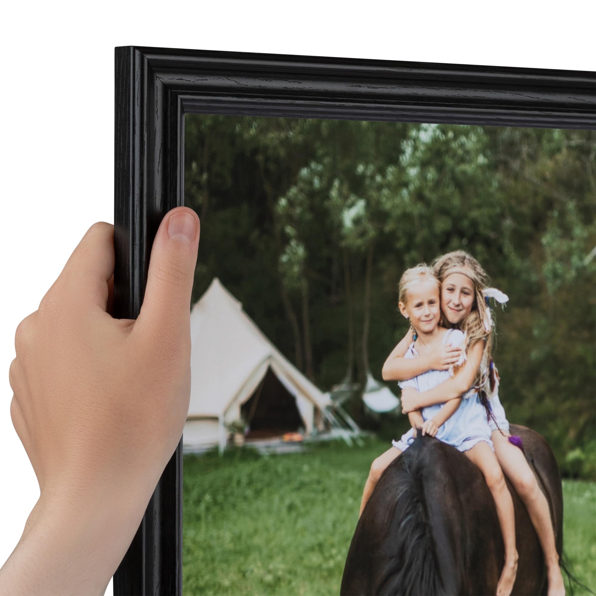ArtToFrames 12x12 Inch Black Picture Frame, This 1.00 Inch Custom Poster Frame is Black - Comes with Regular Glass and Corrugated Backing (WOM0066-