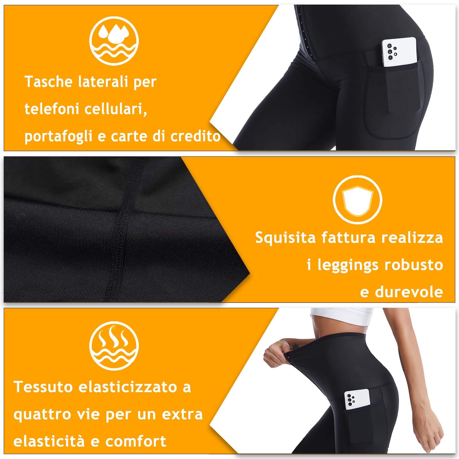 Merlvida Pantaloni Sauna Dimagranti Donna Vita Alta Leggins Effetto Sauna Sportivi Push Up Tuta Dimagrante per Yoga Corsa Fitness