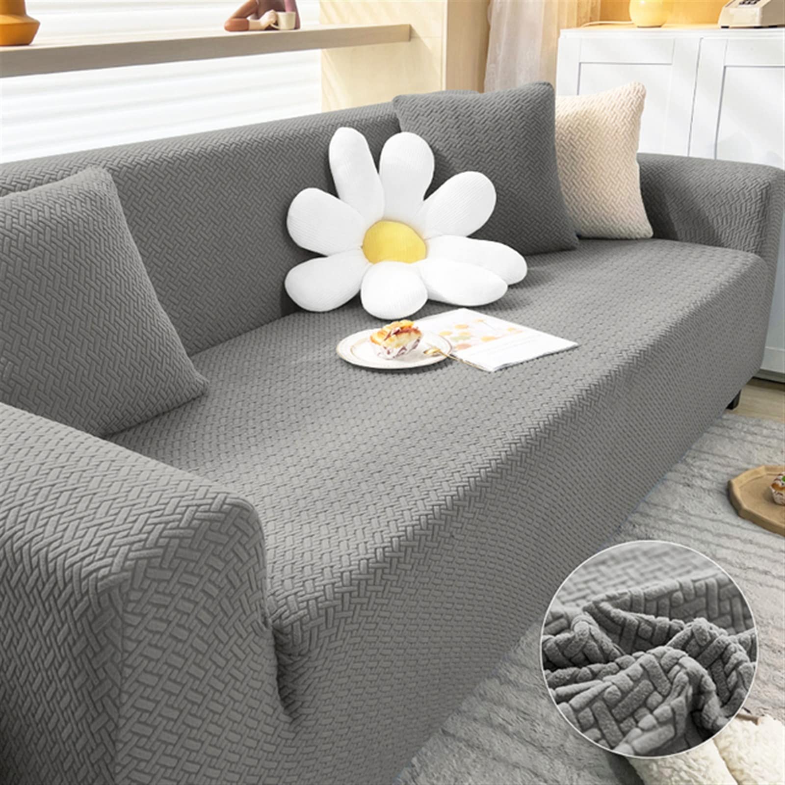 Housse de canapé d'angle résistante aux animaux et lavable en machine