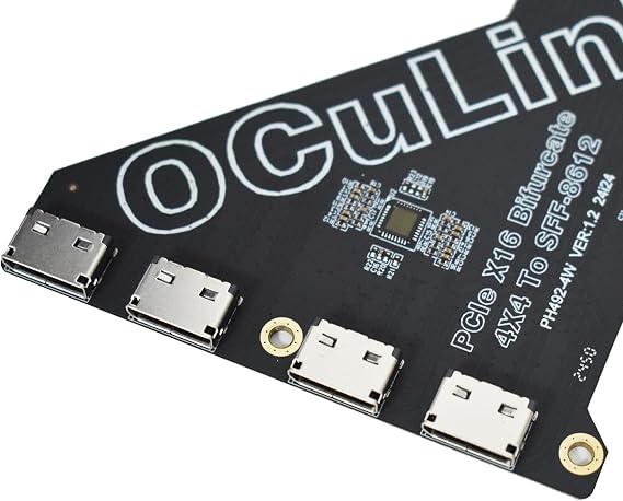 PCIe 4.0 x16 to Oculink External SFF-8612 Adapter Card with 4 1meter Oculink Cables