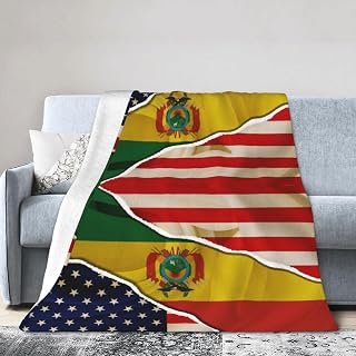 Bolivia Bolivian American Flag USA Friendship Throw Blanket Vertical Super Soft Flannel Caroset Lightweight Warm No Pilling Woollen Blankets Sofa Bed Dorm Bedroom Home 50"X40"