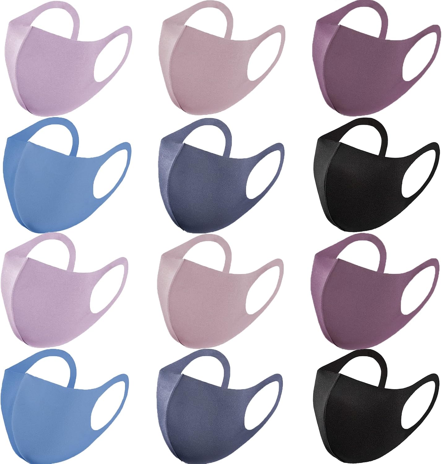 10pcs Cloth Face Masks Washable Reusable Breathable Mask Windproof 3D Soft Elastic Black Mask for Adult