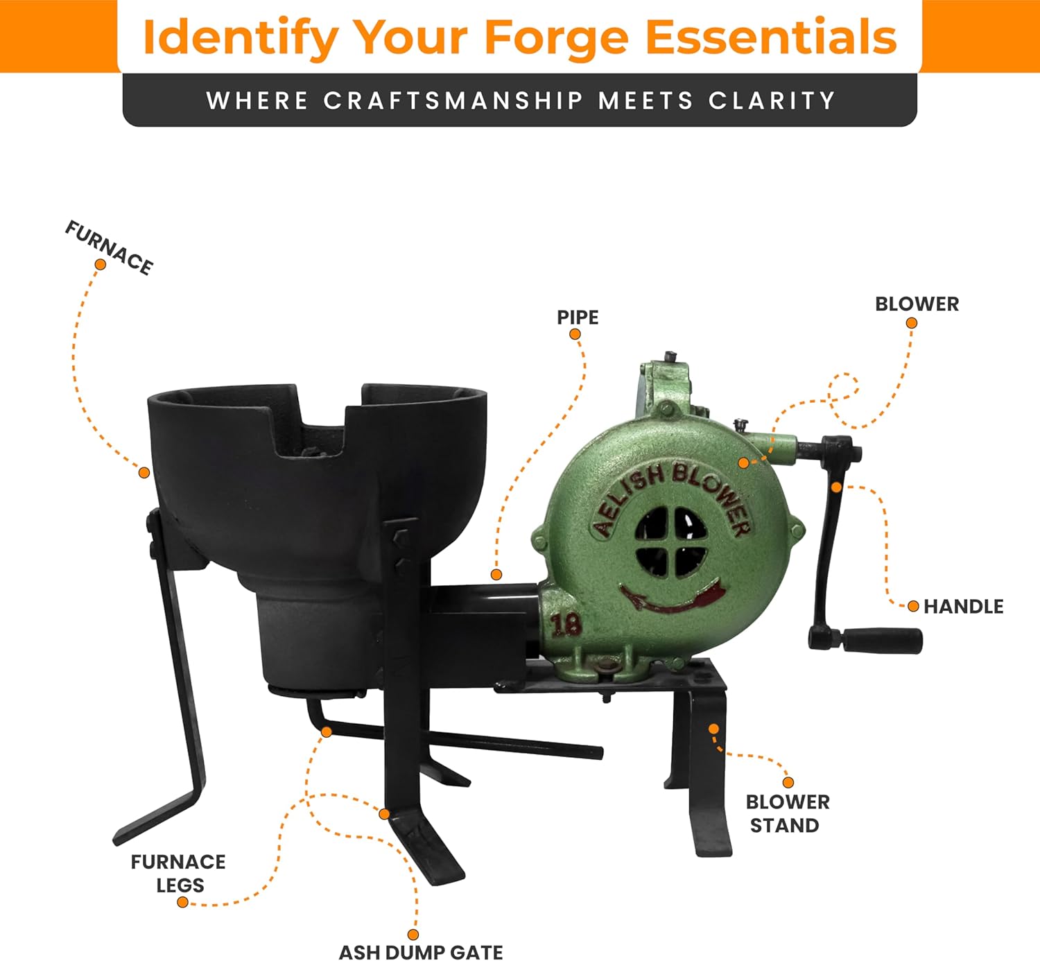 Simond Store Blacksmithing Coal Forge Furnace with Hand Blower for Knife Making Forging Farriers Tools and Equipment – Vintage Style Coal Forge with Pedal Type Handle
