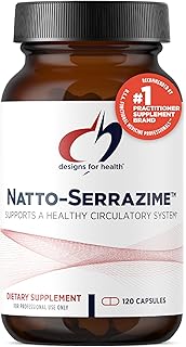 Designs for Health Nattokinase with Serrapeptidase - Natto-Serrazime + Proteolytic Enzymes - Designed to Support a Healthy Circulatory System + Immune Health - Non-GMO Supplement (120 Capsules)