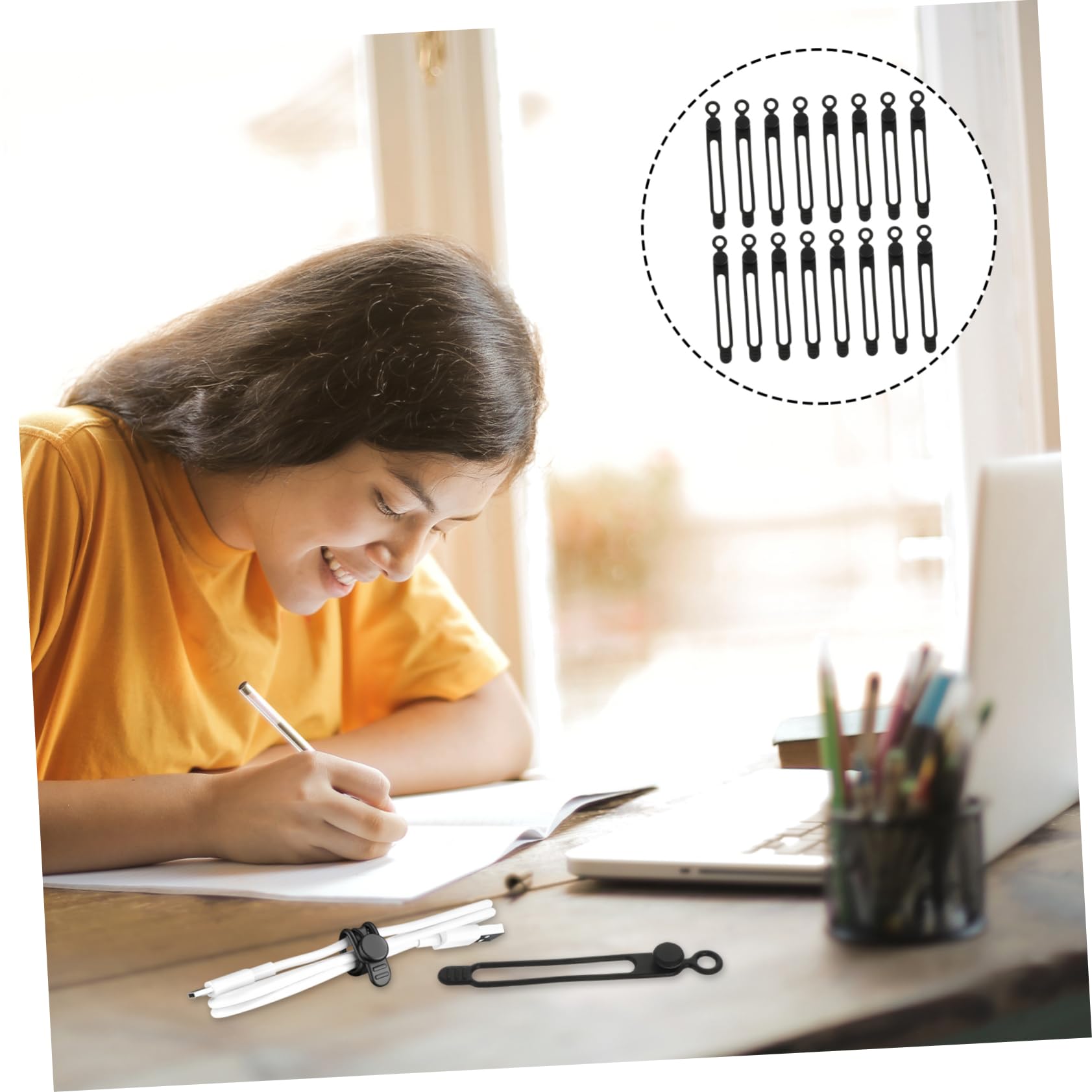 OSALADI 120piezas Ataduras De Silicona Reutilizables Para Organización De Cables Hogar y Oficina Para Cargadores y Electrodomésticos
