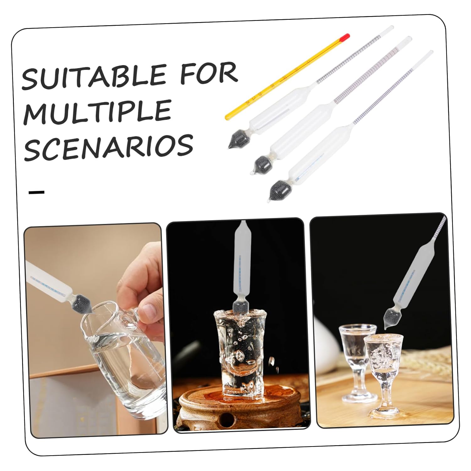 3pcs Alcohol Hydrometer for Wine and Spirits Proofing Alcohol Measure Sugar Measurement Tool