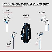 Vista 2 de Aspire X-Lite Super Performance Junior Golf Club Set - Right-Handed Kids Golf Set with Driver, Hybrid, 7 Iron, Putter, Stand Bag & Headcovers
