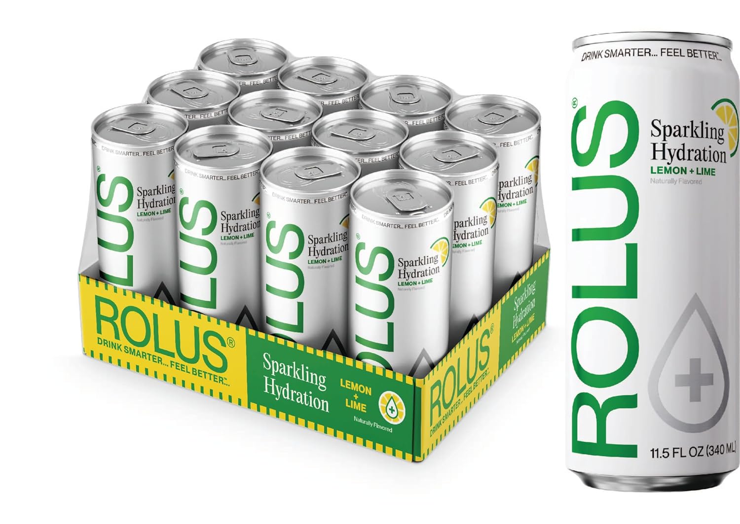 ROLUS Sparkling Electrolyte Hydration, 11.5 oz (12 pack), 345mg Electrolytes, No Sugar, No Caffeine, No Dyes