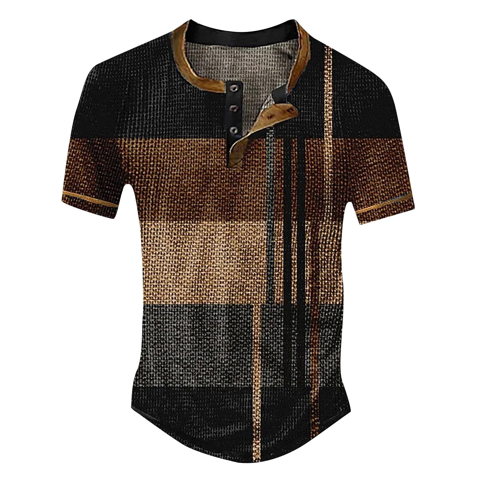 Heren Henley T-shirts Korte Mouw T-shirts Katoen Casual Vintage Zomer Knop Mode Tops voor Mannen M-3XL, Donkergrijze lange mouw, XXL
