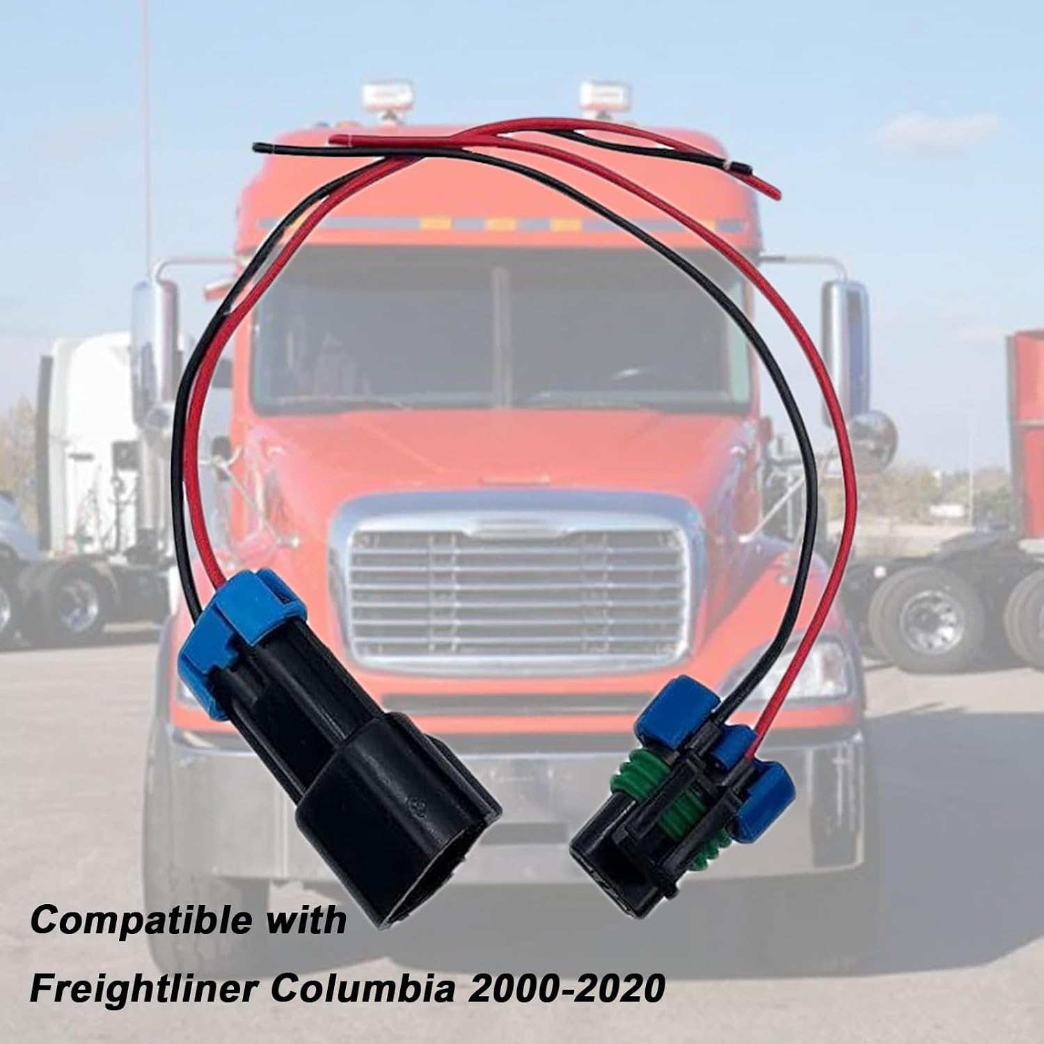 Set 2 Pins A/C Compressor Connector Wiring Harness Male + Female Pigtail Plug Fit for Freightliner Columbia 2000-2022 Replaced OE SKI4417S, 4485SAN, 2264074000