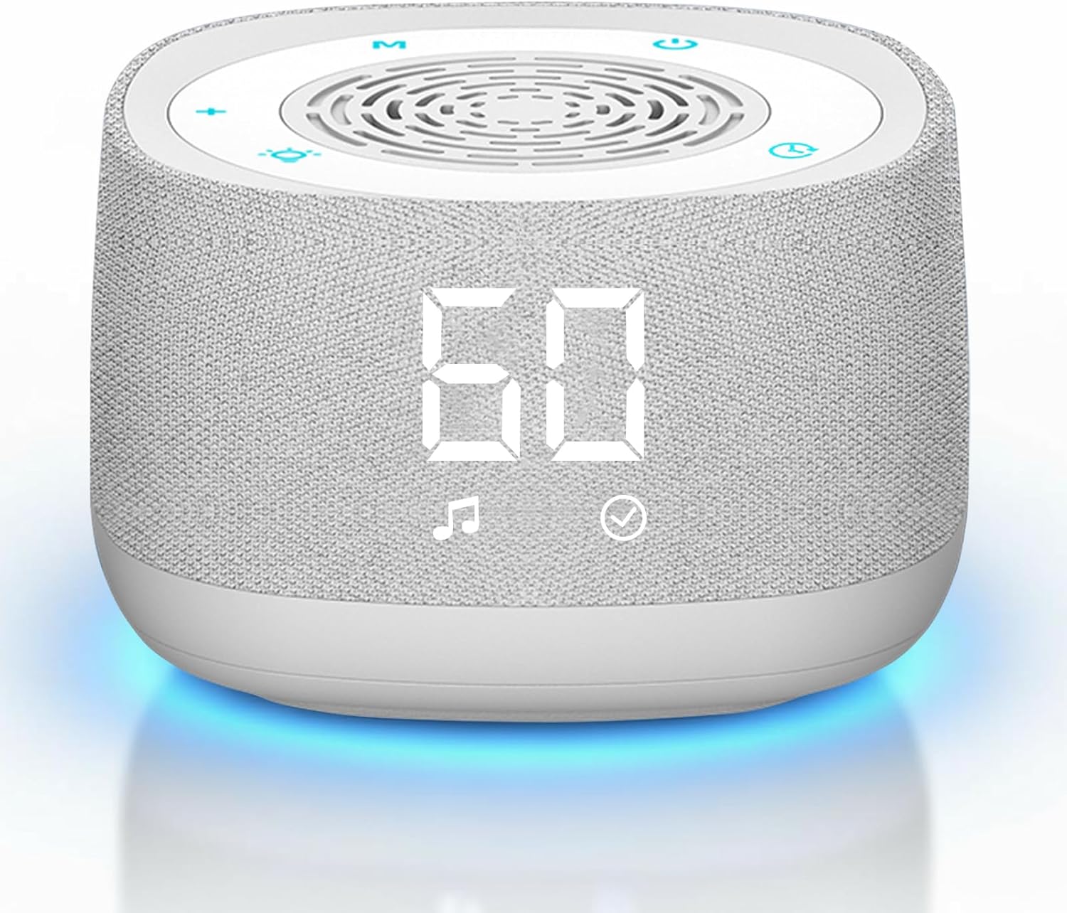 Sound Machine & Clock with Bluetooth 5.4, 14 Soothing White Noise Sounds, Night Light, Sleep Timer, 1000mAh Portable Rechargeable Sound Machine for Adults, Home, Travel, Office (White, Standard Size)