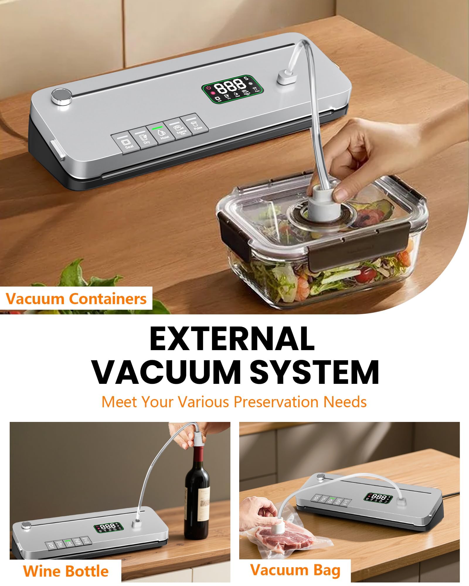 Amazon.co.jp: 食品真空シーラーマシン、75KPa強力吸引、デジタル