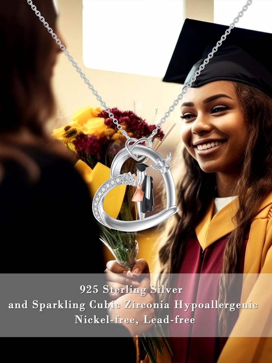 Dorunmo Graduation Necklace Art Palette Necklace Sterling Silver/10K/14K/18K College Graduation Jewelry for Women Class of 2025 Inspirational Gift