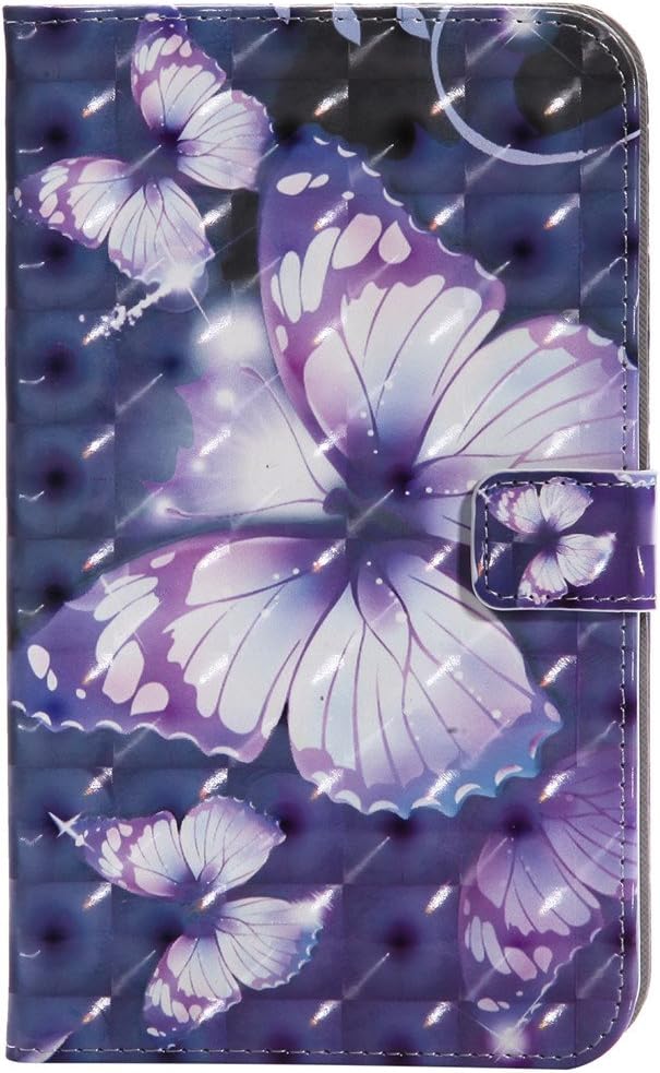 LYO Galaxy Tab A 7.0 Case, [Card Slots] 3D Painted Premium PU Leather Folio Wallet Stand Shell Flip Case Cover for Samsung Galaxy Tab A 7.0 Inch SM-T280/T285 Tablet - Purple Butterfly