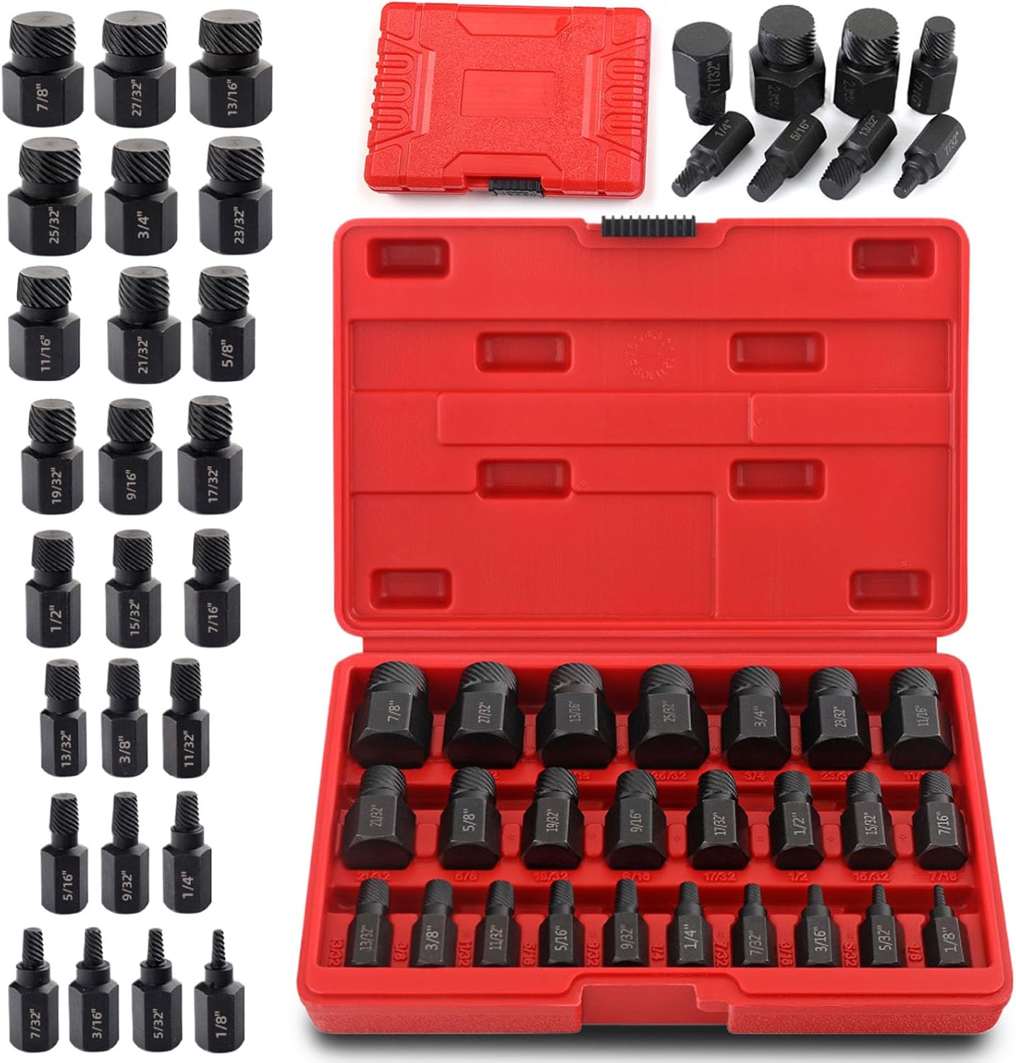 25 Pcs Broken Head Bolt Screw Cap Extractor, Broken Head Screw Hexagon Socket Bolt Removal Tool, Screw Extractor Set, Damaged Bolt Extractor Set for Removing Broken Studs Bolts Socket Screws (25)