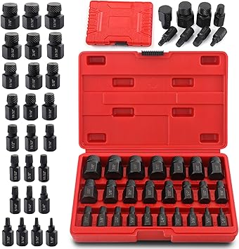 25 Pcs Broken Head Bolt Screw Cap Extractor, Broken Head Screw Hexagon Socket Bolt Removal Tool, Screw Extractor Set, Damaged Bolt Extractor Set for Removing Broken Studs Bolts Socket Screws 25