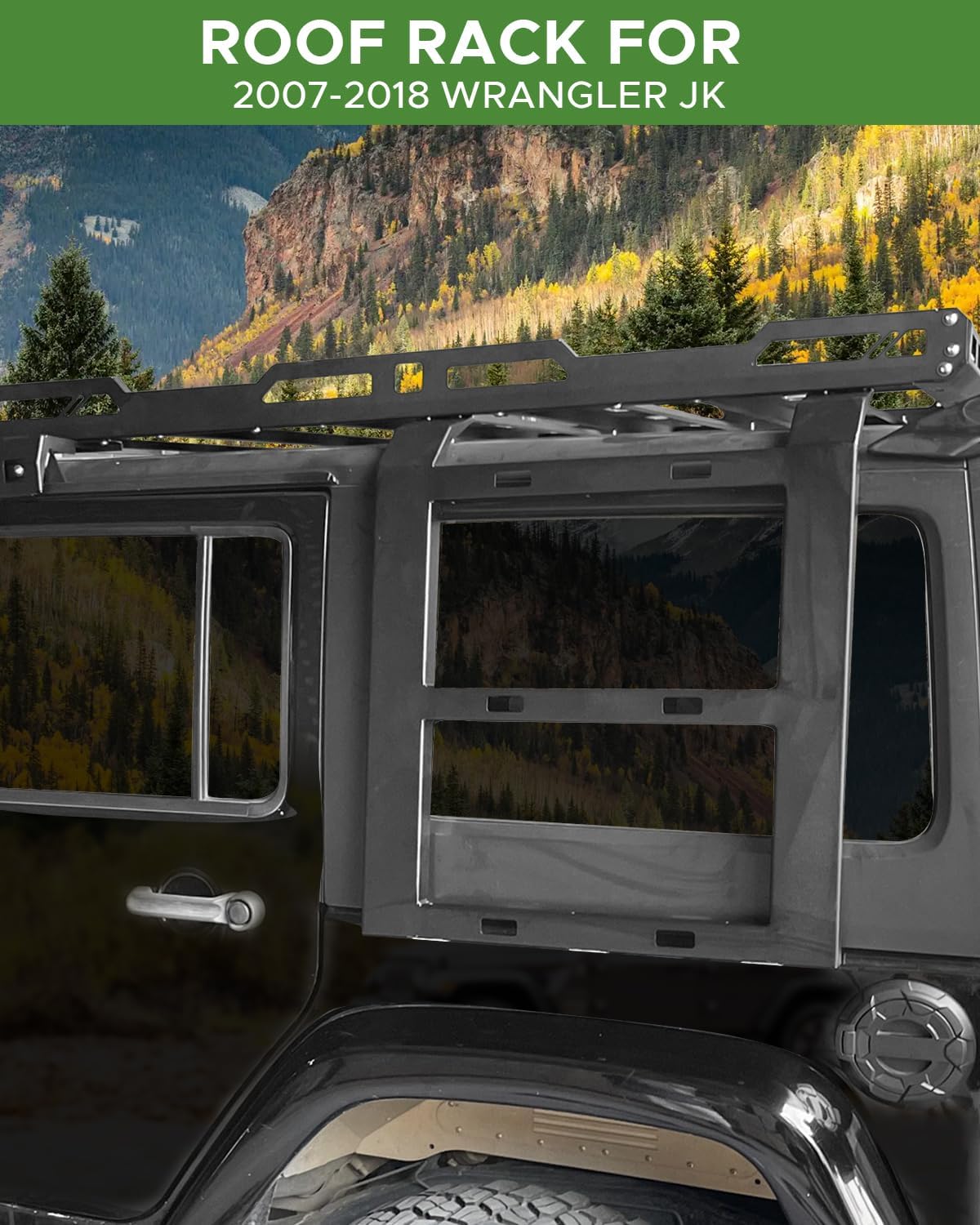 Roof Rack Cargo Basket Compatible with Jeep Wrangler JK 2007-2018 4 Door, Roof Rack Cargo Basket w/Double Ladders,Heavy Duty Steel (You Will get 2 Packages)