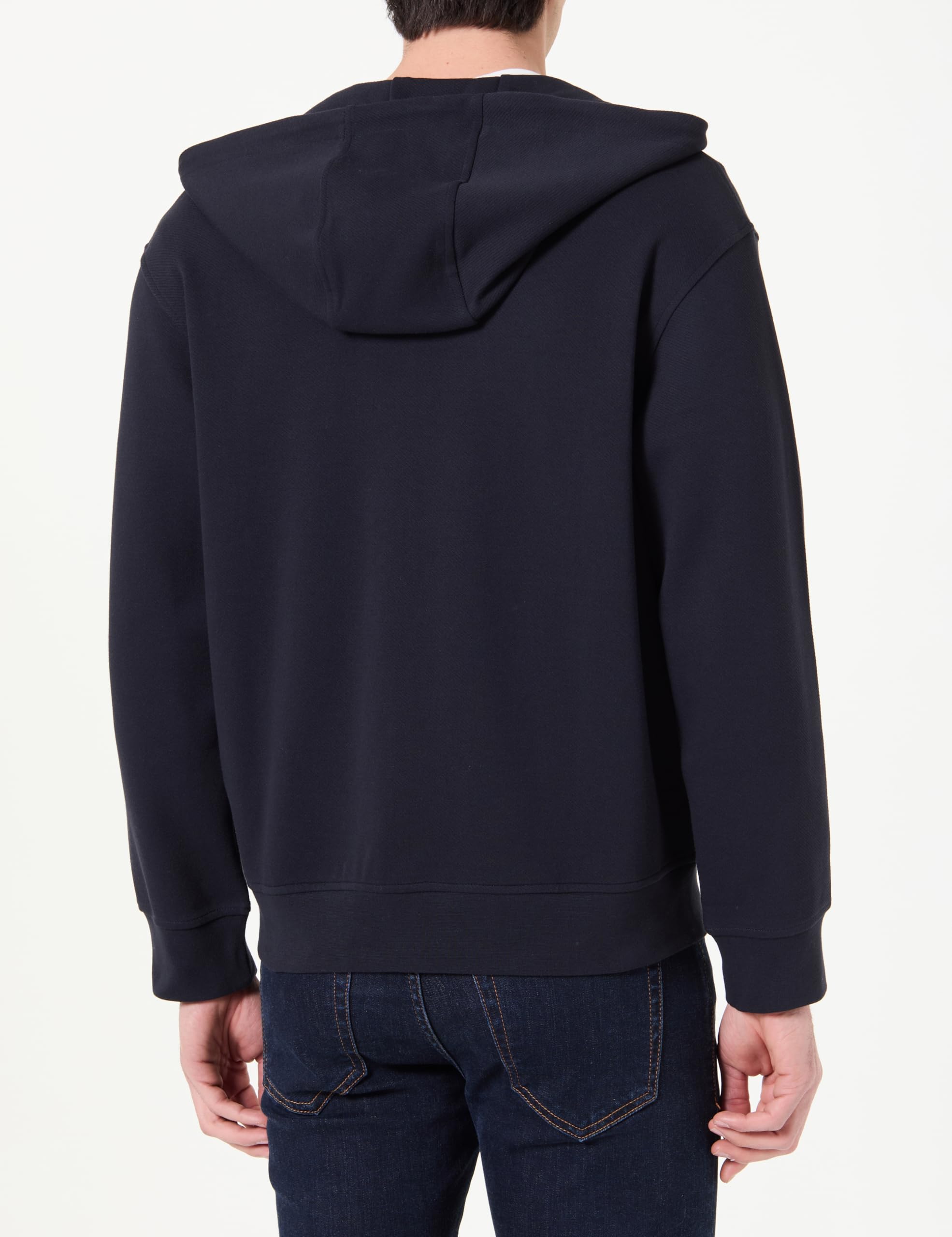 Armani Exchange Plain Boxy Fit, Embroidered Patch Logo, Metal Zip Felpa con Cappuccio Uomo (Pacco da 1)