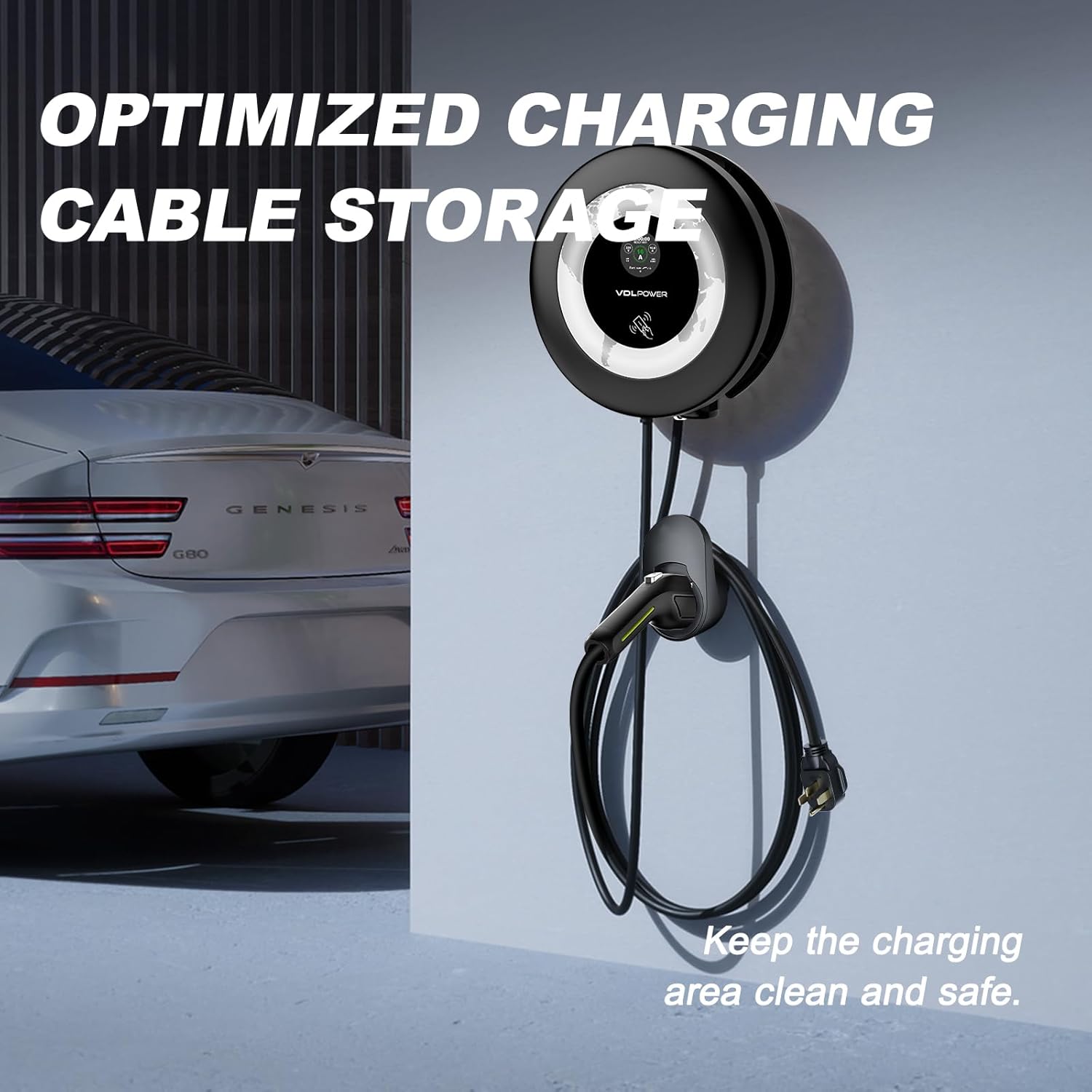 Level 2 EV Charger, 11.5KW /50A Fast Home Charging Station, 27.3ft Extended Charging Cable, J1772 Wall Car Charger with Smart App (WiFi), 240V Electric Car Charger with NEMA 14-50 EC51B