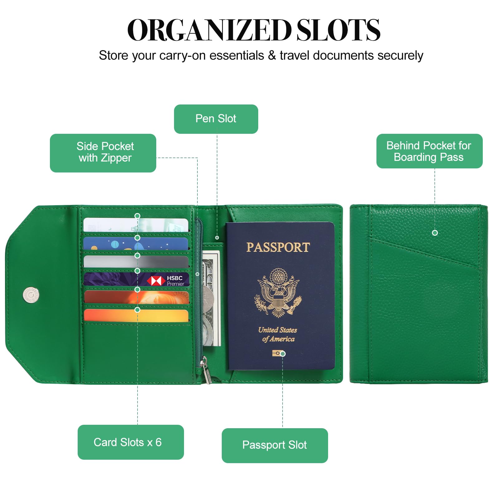 WHHMK Porta passaporto in pelle per viaggi, porta passaporto Rfid protegge la sicurezza della tua carta, porta passaporto per uomini e donne, portafoglio da viaggio con scomparti per carte e penne