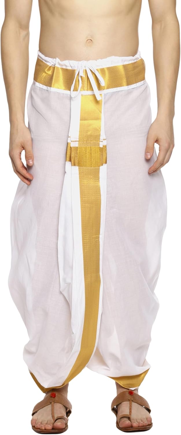 Sethukrishna Men White Colour Cotton Dhoti Pant/Panjakejam (WHITE) (ONE SIZE) (D531)