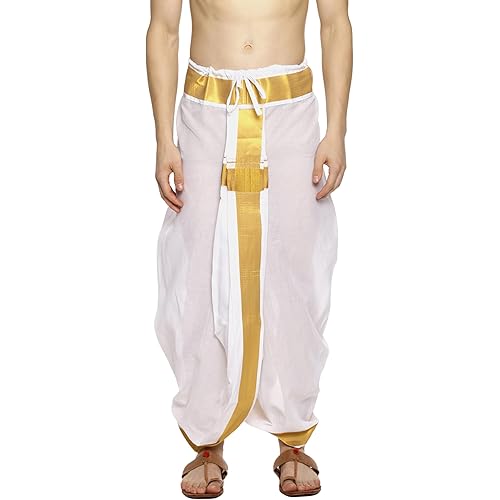 SETHUKRISHNA Men White Colour Cotton Dhoti Pant/Panjakejam (WHITE) (ONE SIZE) (D531)