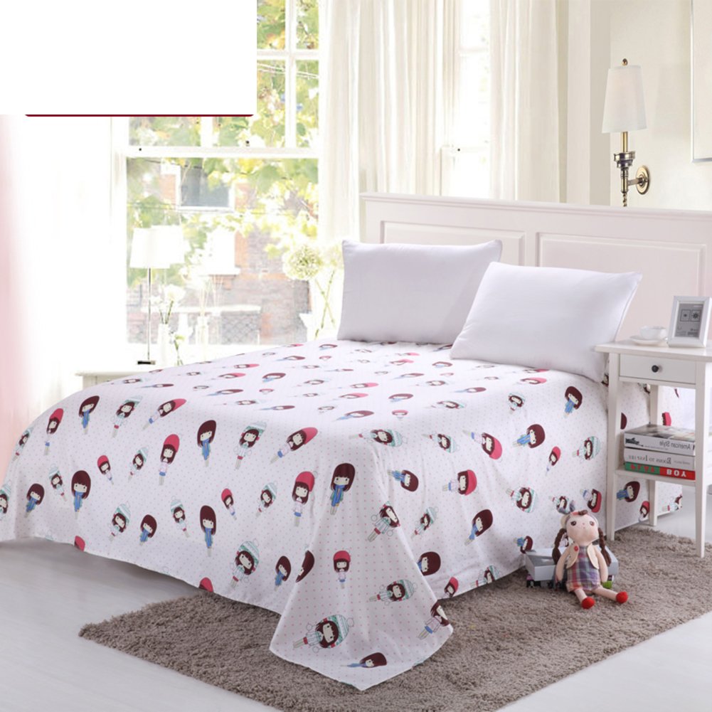 Drap en coton imprimé feuilles 200x230cm contre la chaleur pour lit simple double