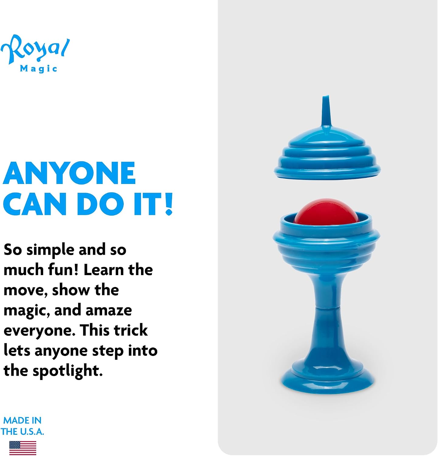 Ball and Vase Magic Trick for Beginners, Magician Prop for Adults and Kids, Classic Trick for Kids Age 4-5 & 6-8, Fun Close-Up Vase Illusion (Turquoise Blue)