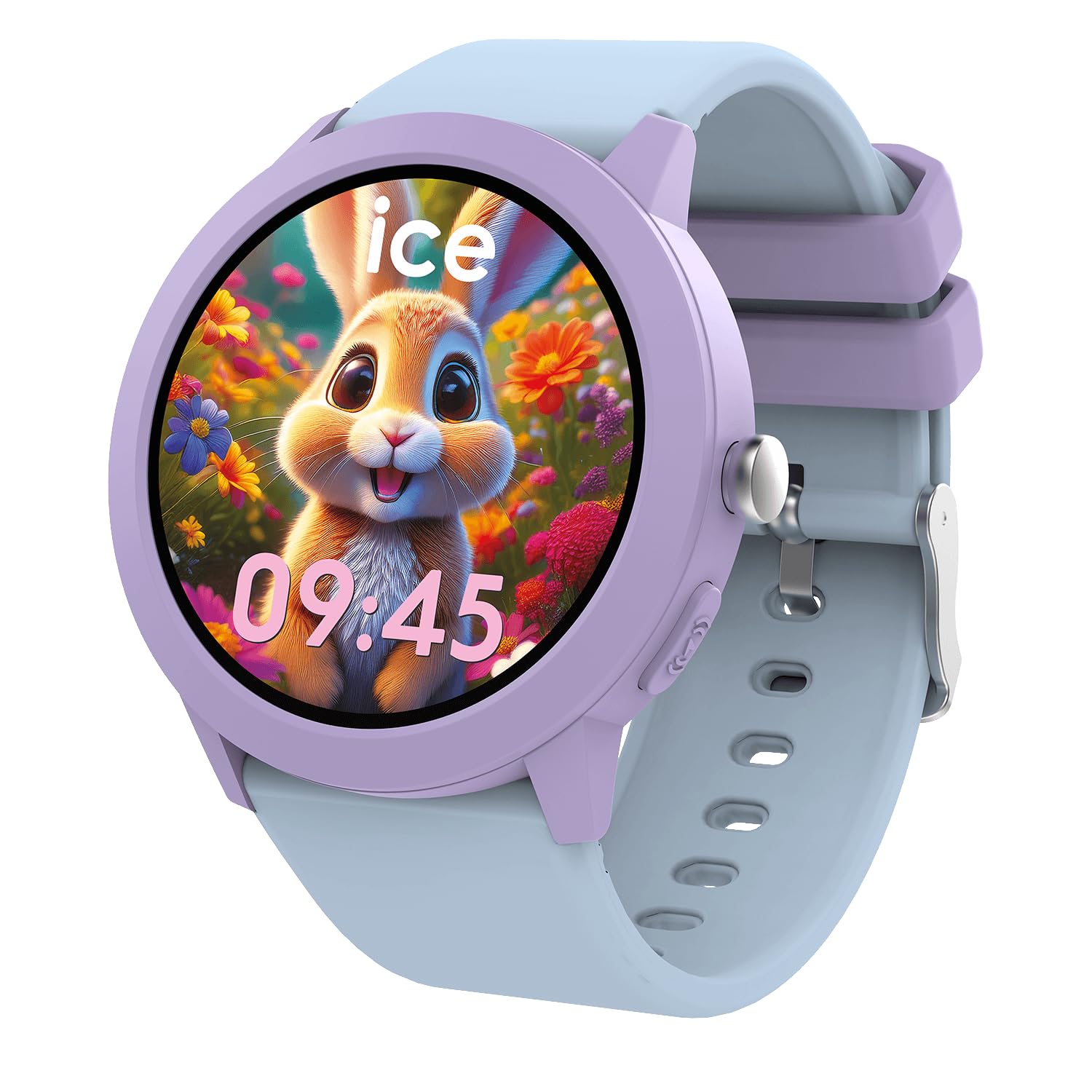 ICE-WATCH - Ice Smart Junior RD Find My Purple Soft Blue - Montre connectée géolocalisable Violette avec Bracelet en Silicone - 025442 (39mm) - Compatible Find My, sans abonnement et sans Carte SIM