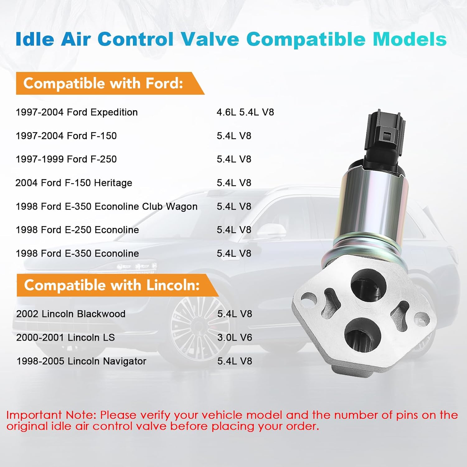 Idle Air Control Valve Compatible with 1997-2004 Ford Expedition F-150 4.6L 5.4L, F-250 E-250 E-350 Econoline Lincoln Navigator Blackwood LS 1997 1998 1999 2000 2001 2002 2003 2004 2005, AC253