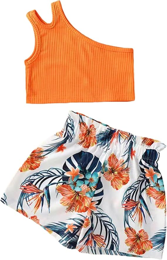 Set Vestiti Bambina Estate - Top E Pantaloncini, Completo Sportivo Per Mare E Gioco - Foto 3