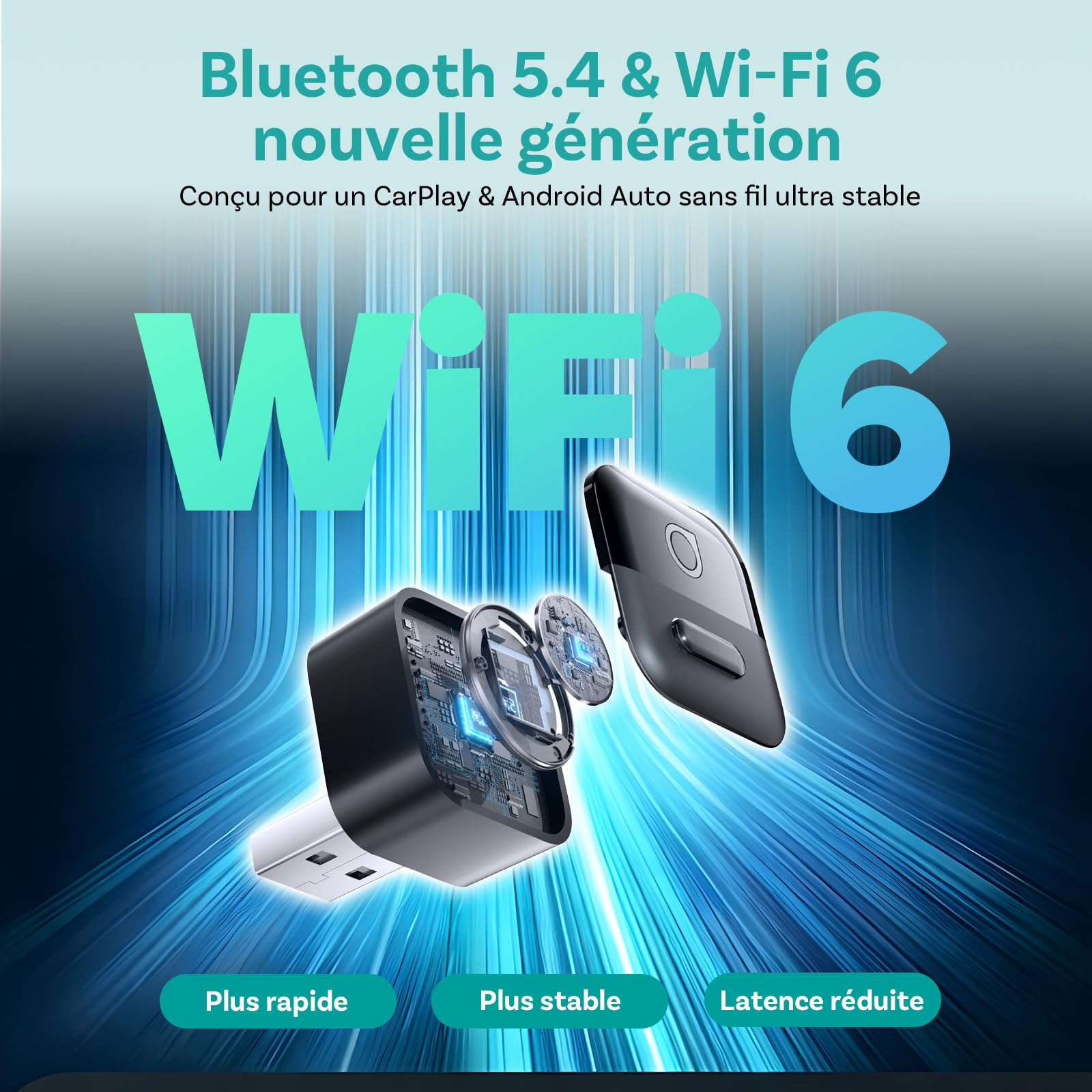 (2026 Nouveau) OTTOCAST 2 en 1 sans Fil Adaptateur CarPlay & Android Auto, Ottocast Mini Pico avec Déconnexion en Un Seul Appui, BT 5.4, Plug & Play pour Voitures avec CarPlay/Android Auto d’Origine