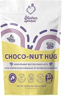 Mother Sprout Choco-Nut Hug – Vegan Lactation Drink Mix (Peanut Butter Choco Latte Flavor) for Breastfeeding, Support Breast Milk Supply, 12 Servings