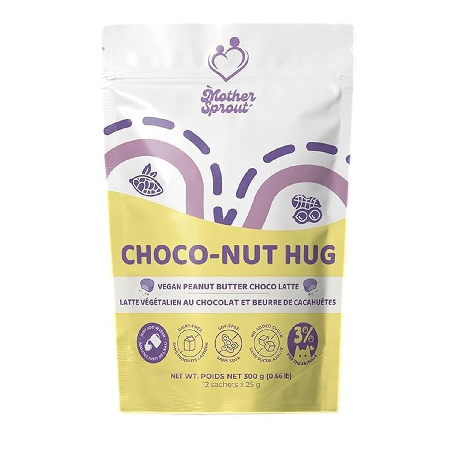 Mother Sprout Choco-Nut Hug – Vegan Lactation Drink Mix (Peanut Butter Choco Latte Flavor) for Breastfeeding, Support Breast Milk Supply, 12 Servings