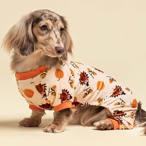 Miniatura 3 de Fitwarm Pijama de pavo para Acción de Gracias, divertida ropa de invierno para perros pequeños, hembras y niños, overol para mascotas, enterizo de