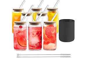 HOMBERKING Black Drinking Glasses: Set of 8 Can-Shaped Tumblers