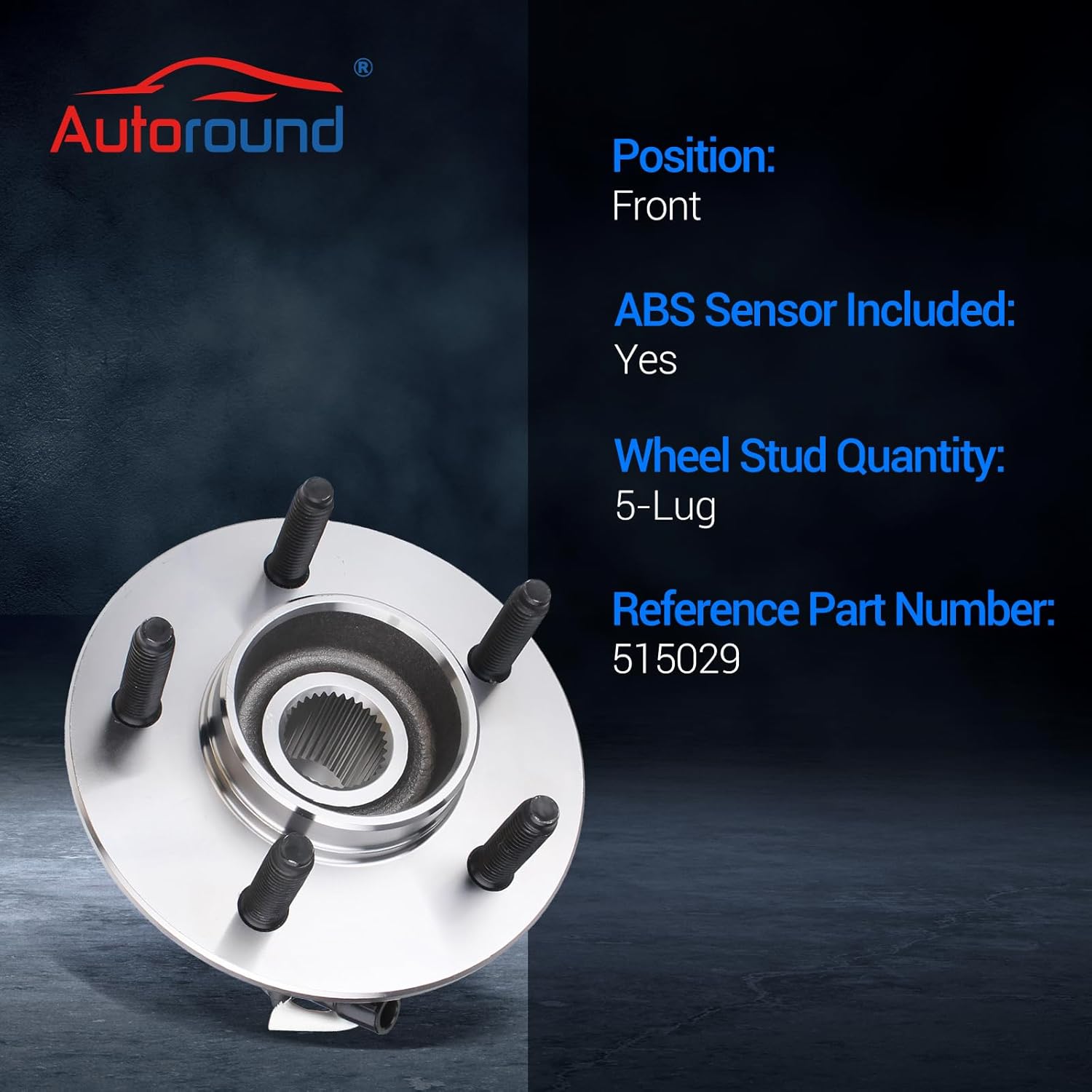 Autoround 515029 4x4 4WD Front Wheel Bearing and Hub Assembly Compatible with Ford F150 2000-2003, F-150 Heritage 2004, 5 Lugs w/ABS, Set of 2